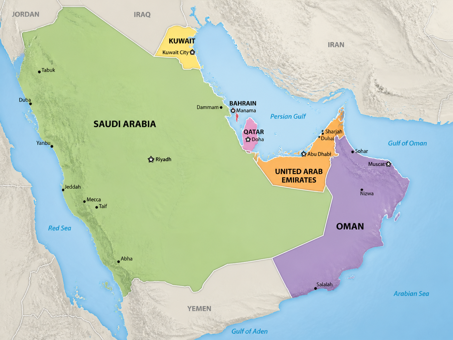 Map of the GCC region